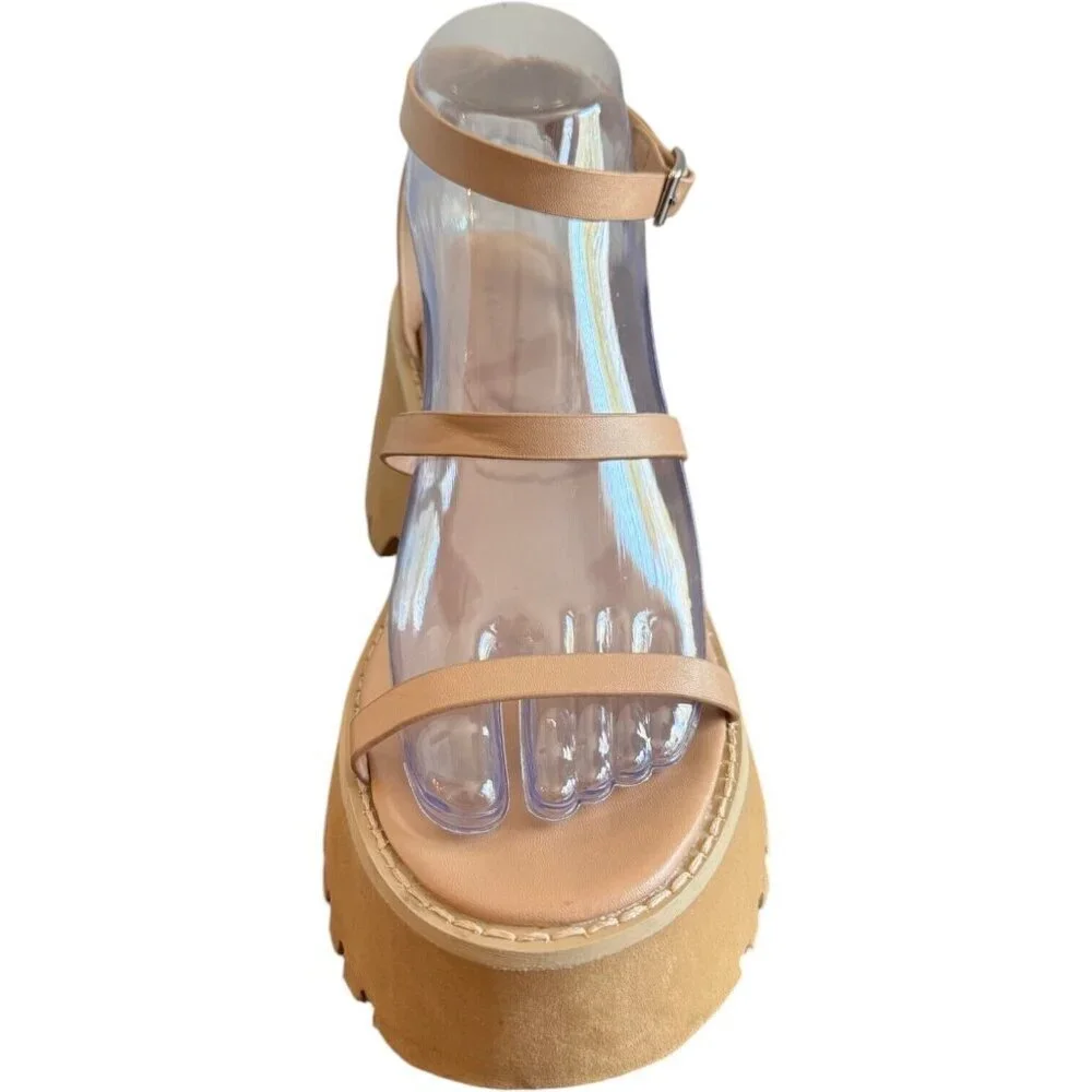 🪻BOGO🪻 ASOS DESIGN‎ Trip Triple Strap Chunky Platform Sandals Beige Size 8.5